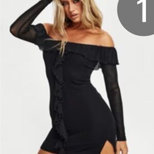 Princess Polly Navaro off the shoulder mini dress black